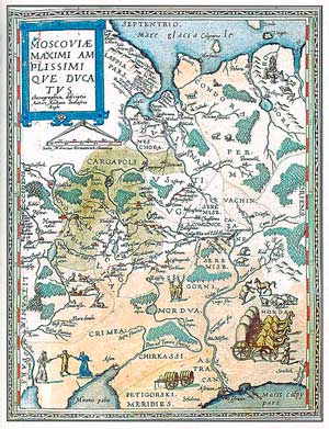 Голландская карта Московии — максимального (по размеру) Великого княжества. 1593 год