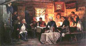 «Военный совет в Филях в 1812 году». Картина А. Л. Кившенко (1882 г.)