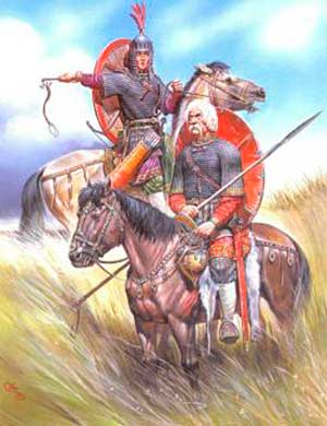 Два древнерусских воина, рисунок современного художника.