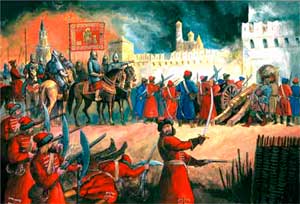 Минин и Пожарский у стен московского кремля. Событие 1612 года.