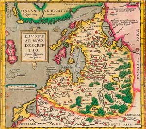 Карта Ливонии Иоанна Портанция 1573 года
