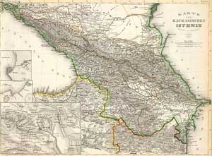 Кавказский Истм. Карту нарисовал в 1856ом году J. Grassl (включает Тифлис и его окружение). (включает Анапу и его окружение). (включает Батуми и его окружение). Библиографический институт Хилдбурггаузен, (1860)