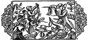 Обмен между скандинавами и русскими. Гравюра 1555 года.