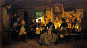 Картина Алексея Кившенко «Военный совет в Филях» (1880)