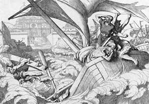 Гибель русского флота под Царьградом. Гравюра Ф. А. Бруни. 1839 год.