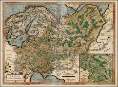 Пример использования Russia, Меркатор, 1595 г. Московия обозначена как одна из её местностей.