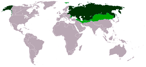 Российская империя и её зона влияния в конце XIX века. Аляска показана по состоянию на 1866 г.